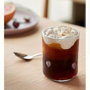 Anthro Valentina Icon Glass with Hand Blown Pressed Glass Bead Hearts